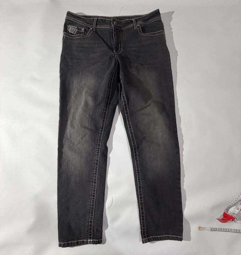 Faded Glory Black Wash Skinny Jeans Thick Stitch Juniors 14A